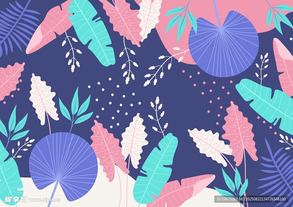 热带植物花卉图案背景