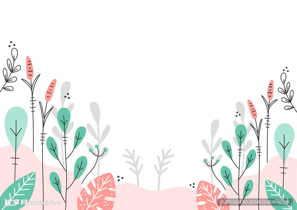 清新植物边框插画