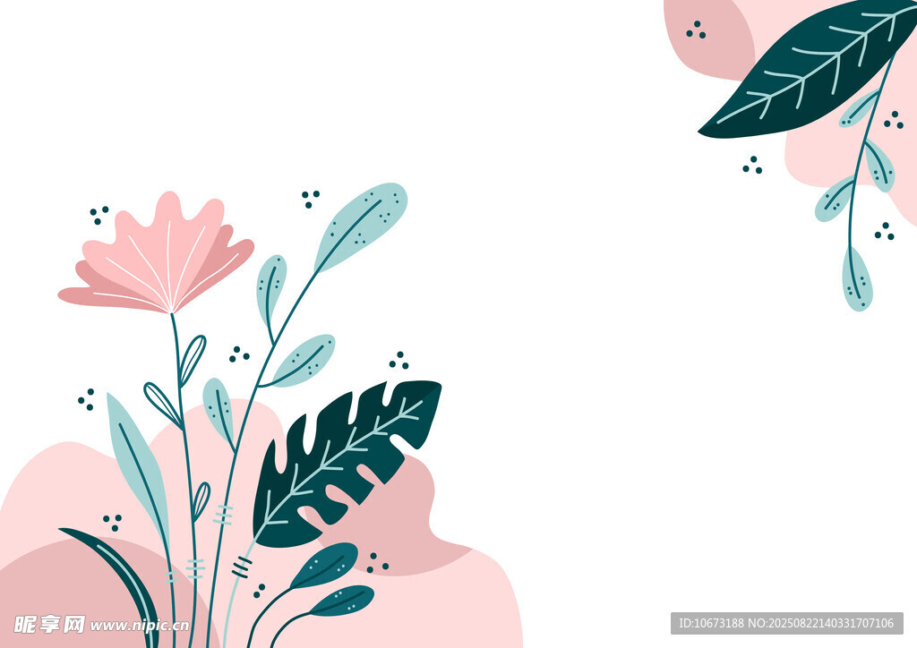 粉色花卉植物插画背景