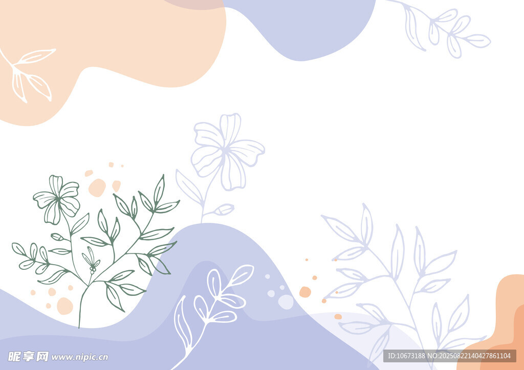 清新花卉与柔和色块插画