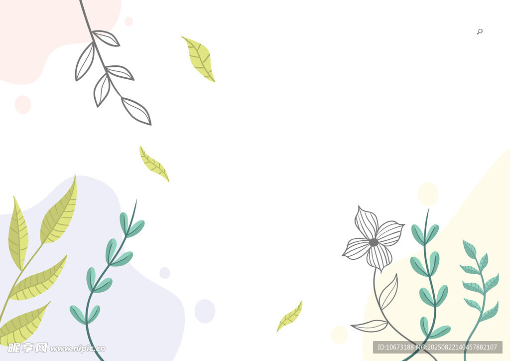 清新手绘花卉植物背景图