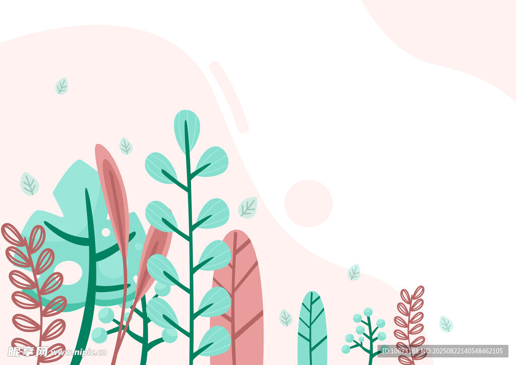 清新植物插画背景图