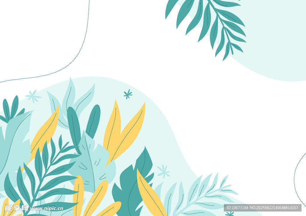 清新植物插画背景图