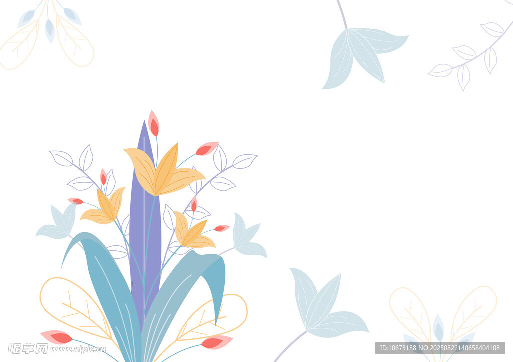 清新手绘花卉插画元素