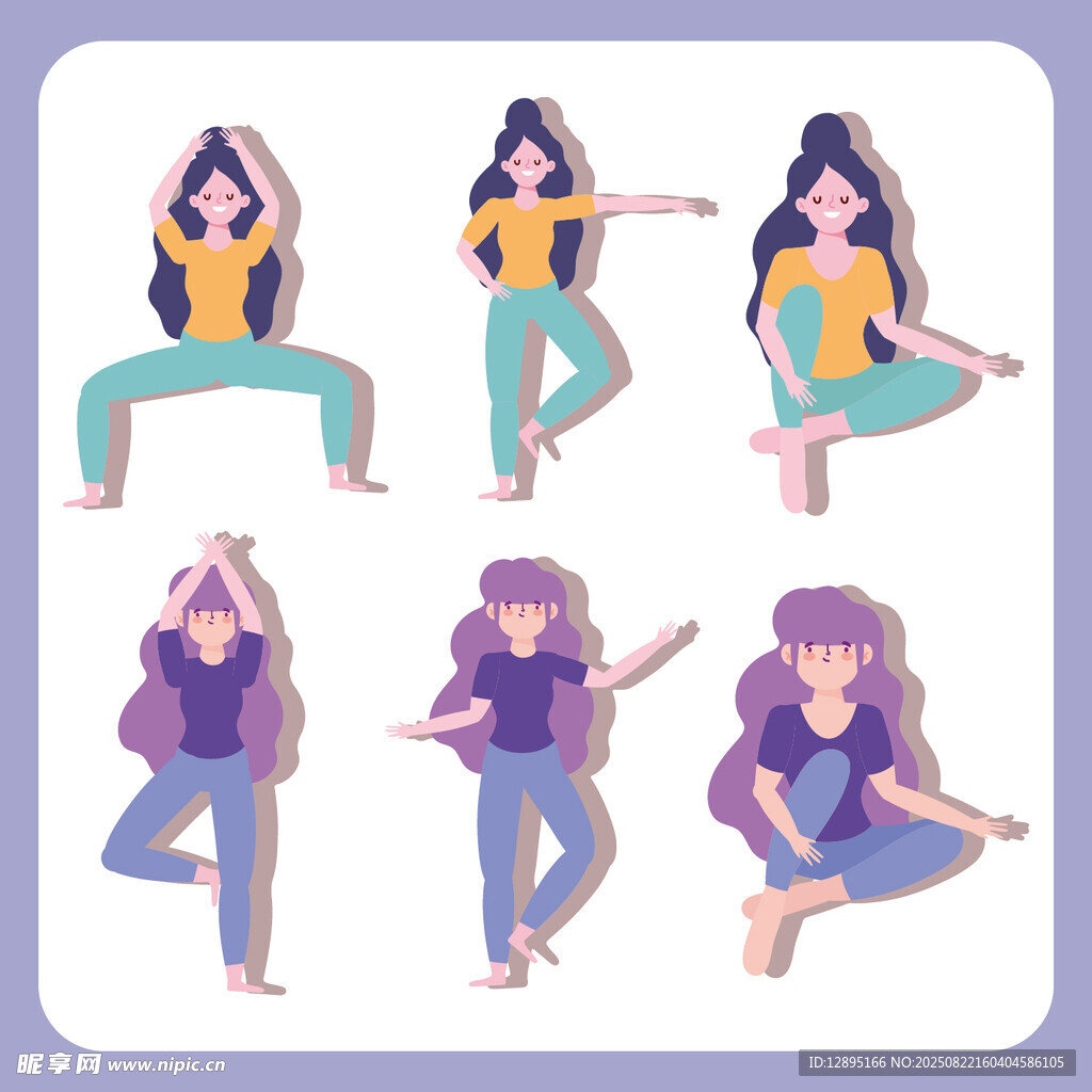 多样姿势的活力女孩