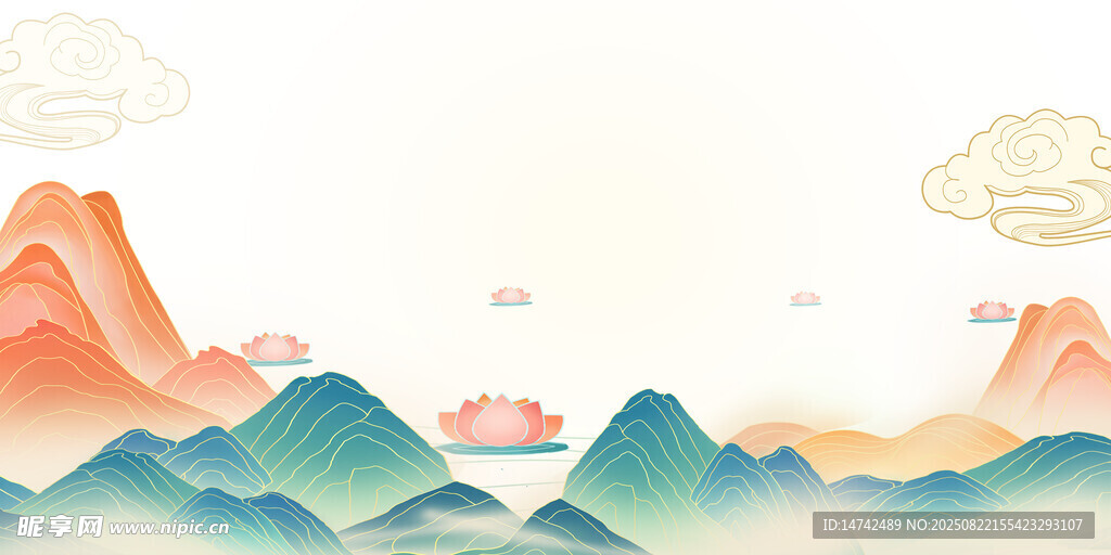 国潮山水背景