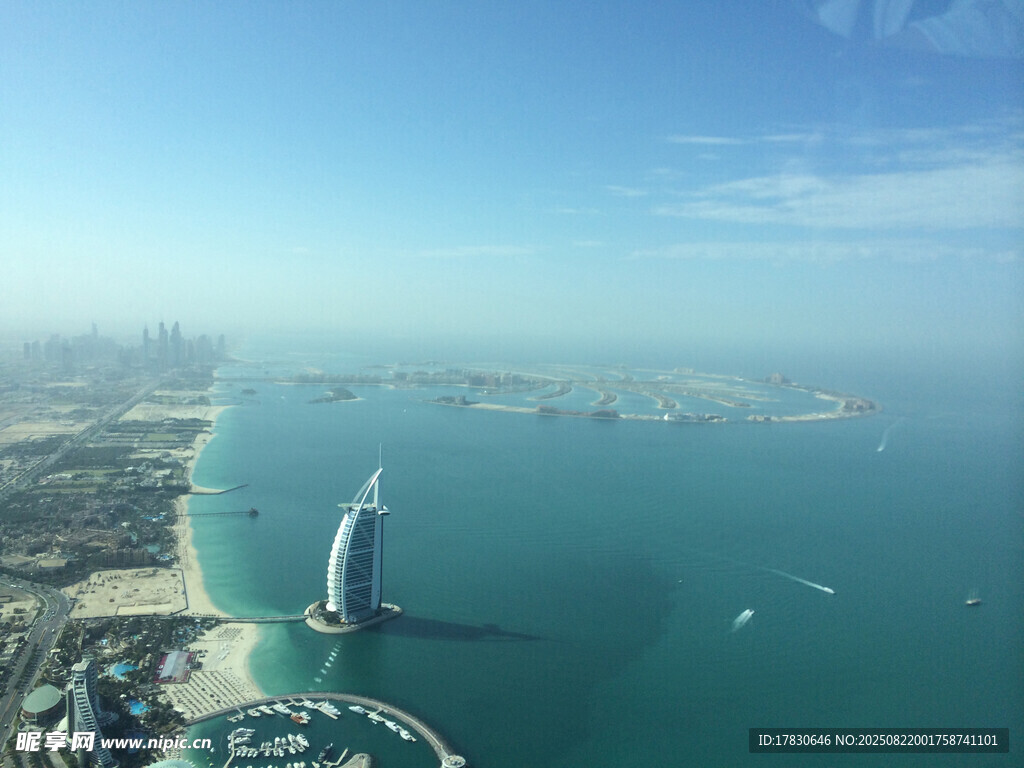 俯瞰迪拜帆船酒店海景