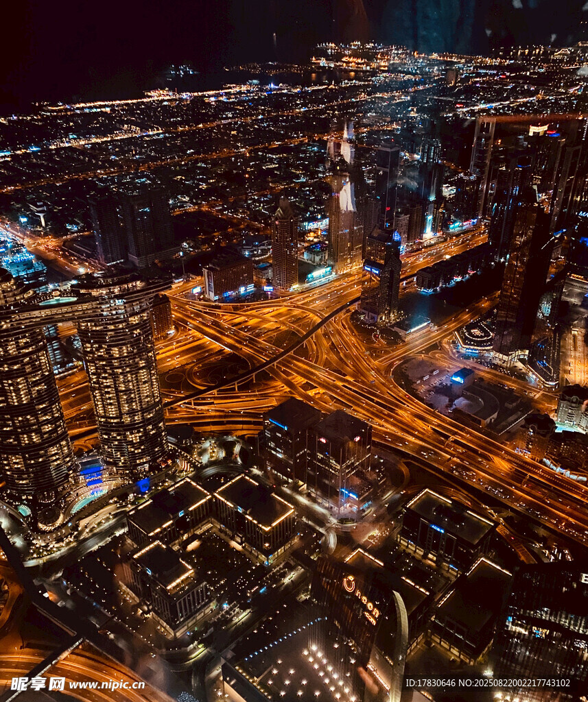 城市璀璨夜景俯瞰图