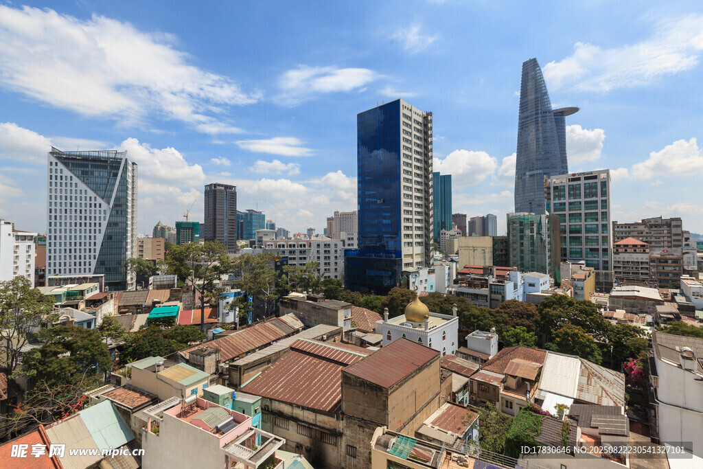 城市新旧建筑对比景观