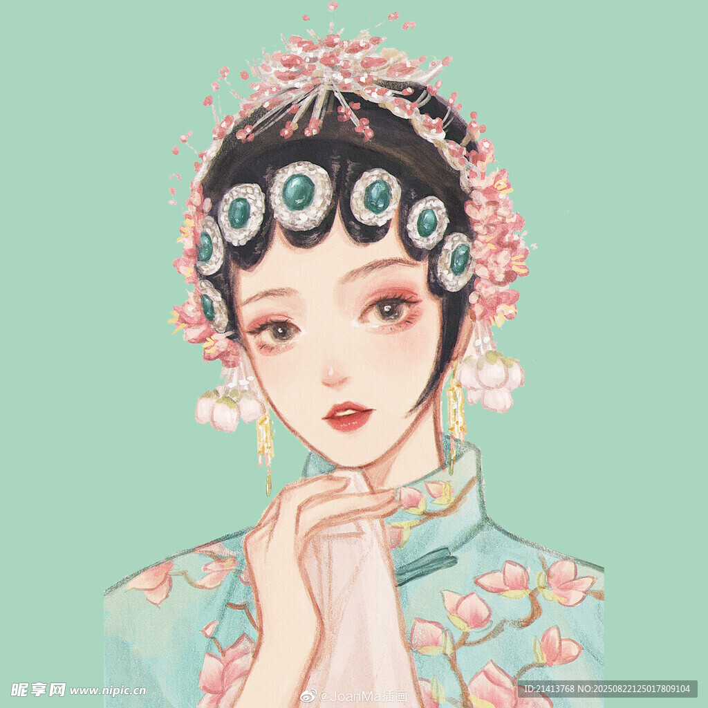 古风戏曲扮相女子肖像