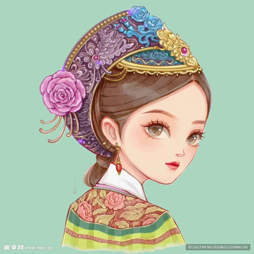 少数民族少女精致头饰