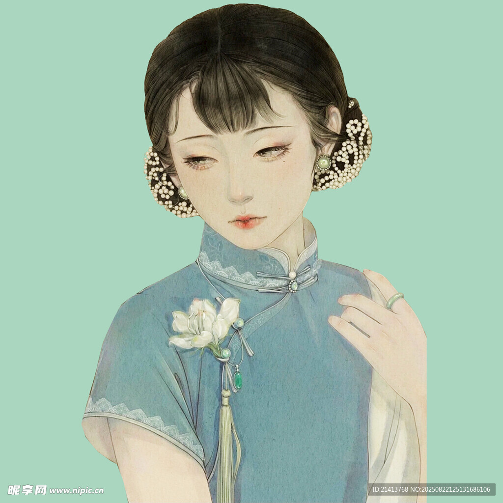 古典旗袍女子优雅肖像