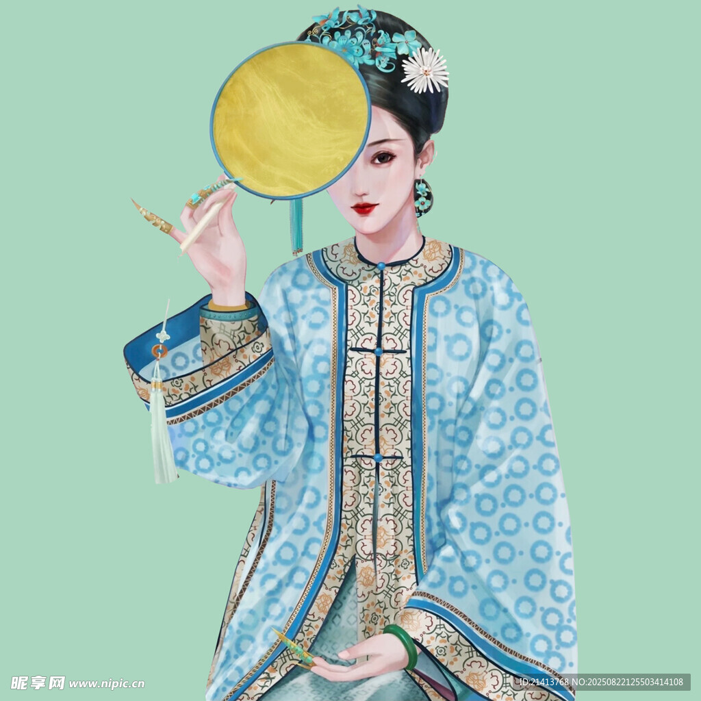 古典女子持扇优雅扮相