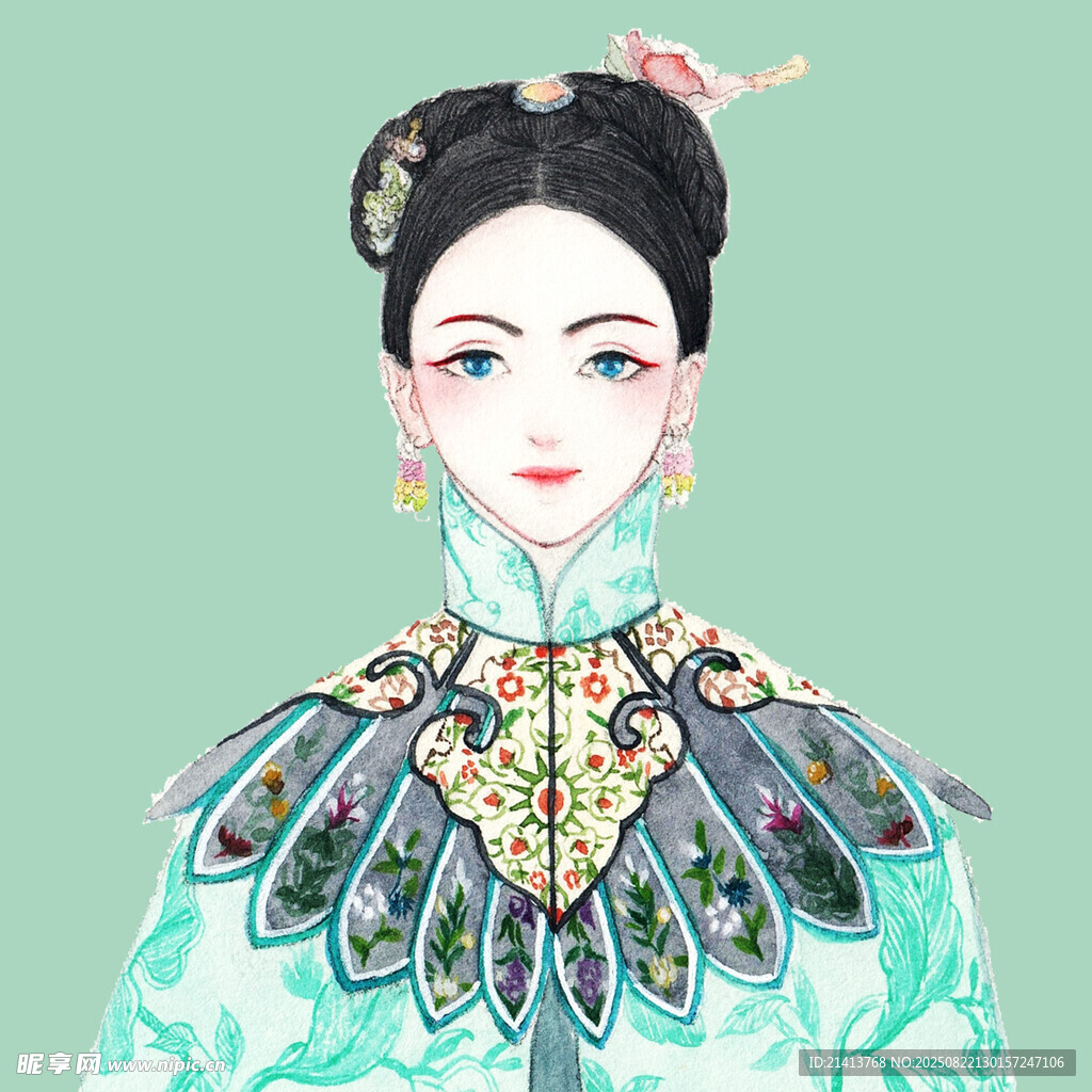古风典雅清朝女子服饰图
