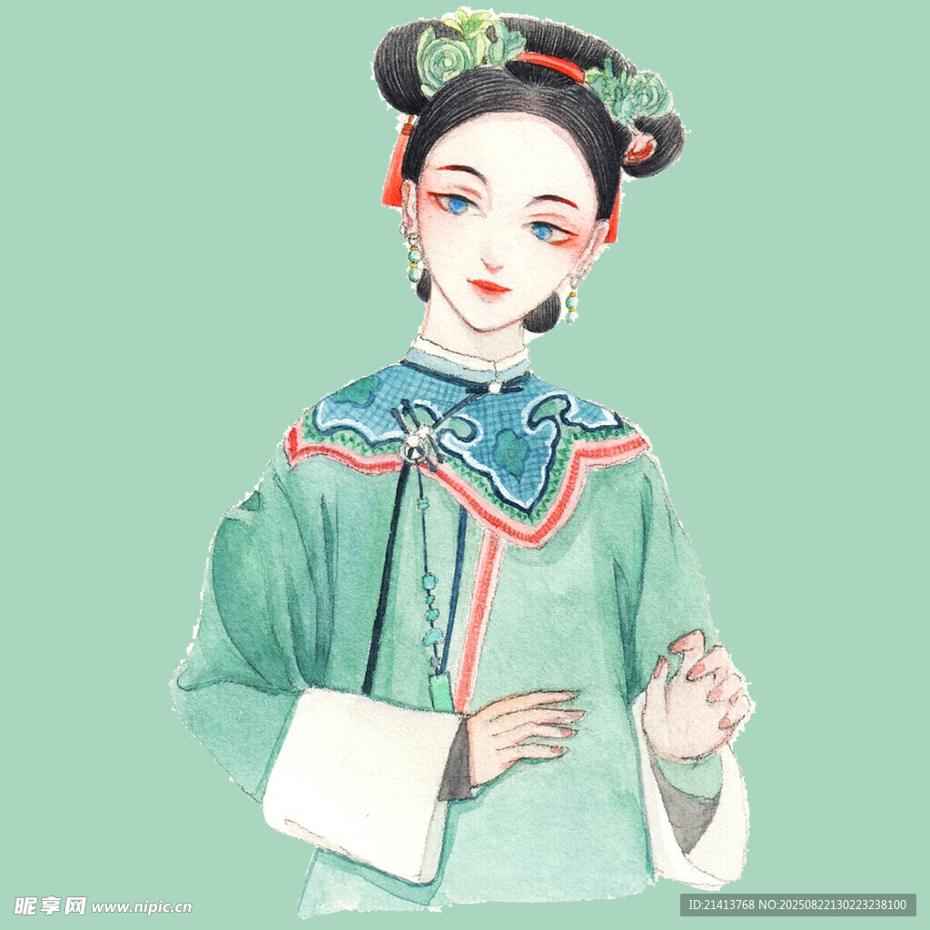 古风旗装女子优雅姿态