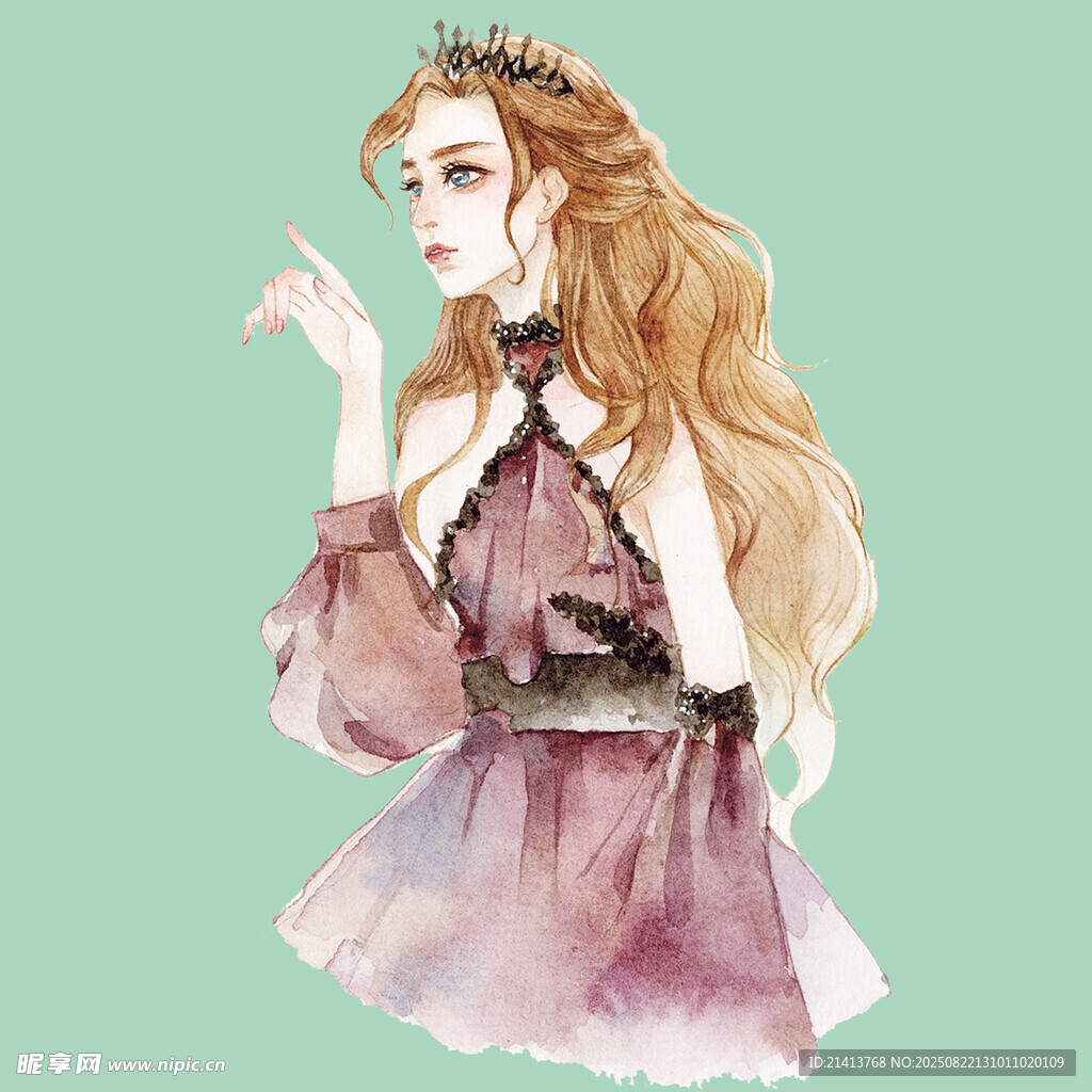 梦幻长发公主风插画
