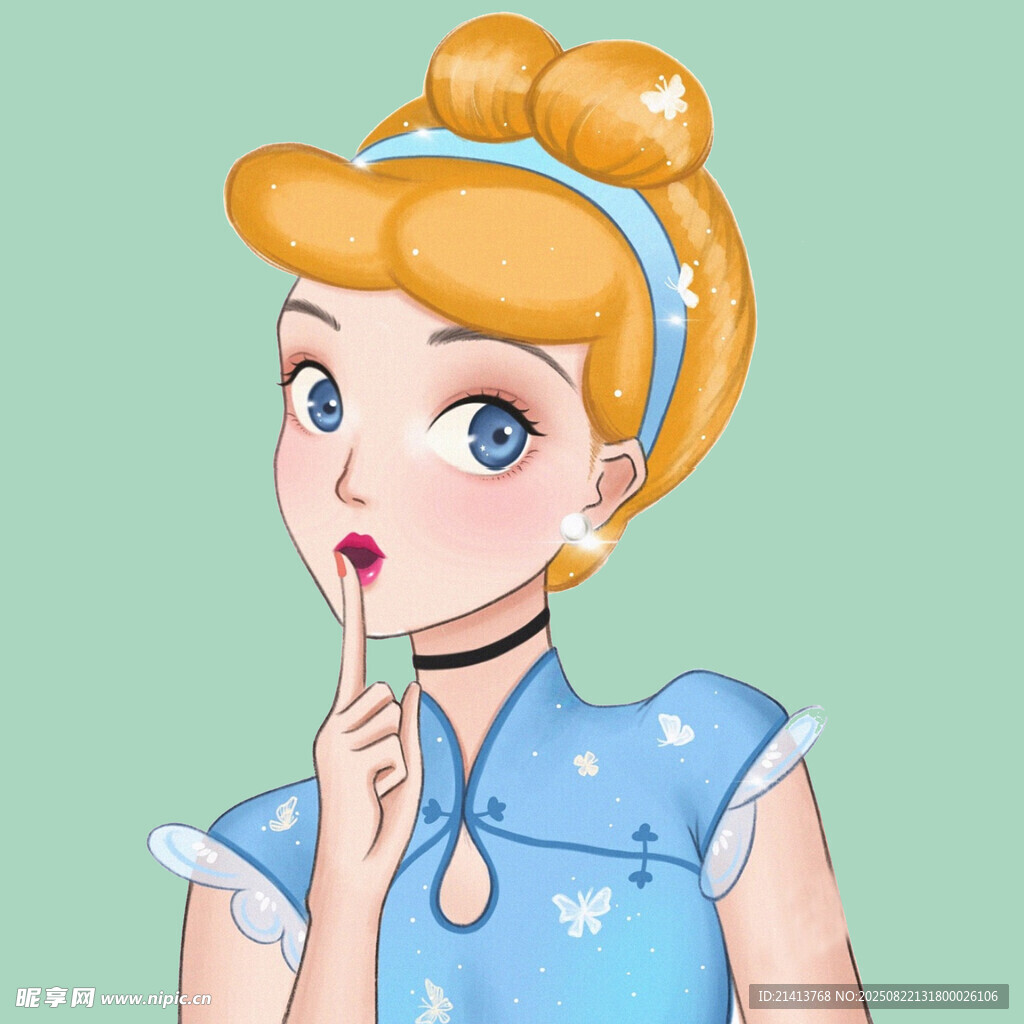 金发女孩着蓝衣做噤声手势