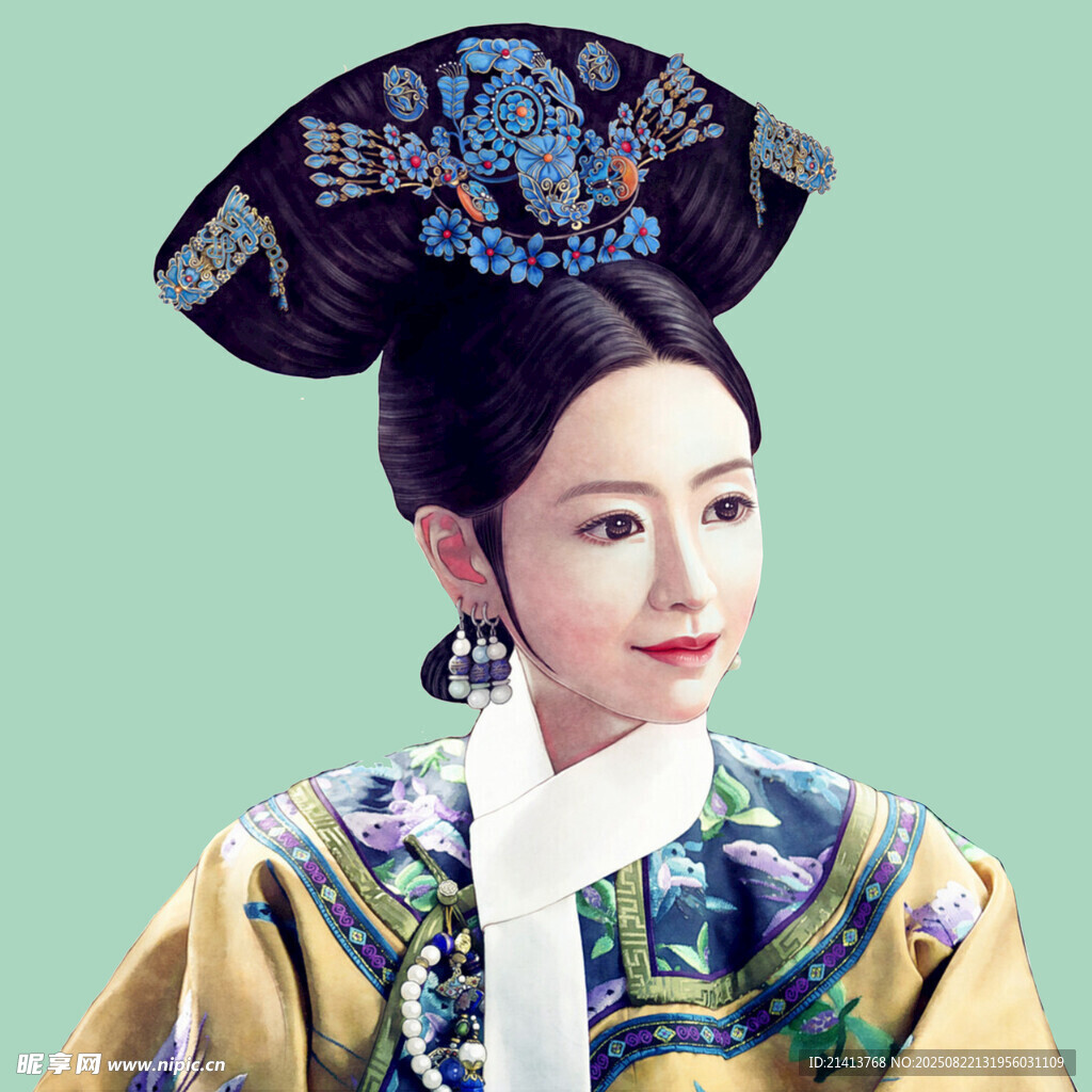 清朝古装女子华丽扮相