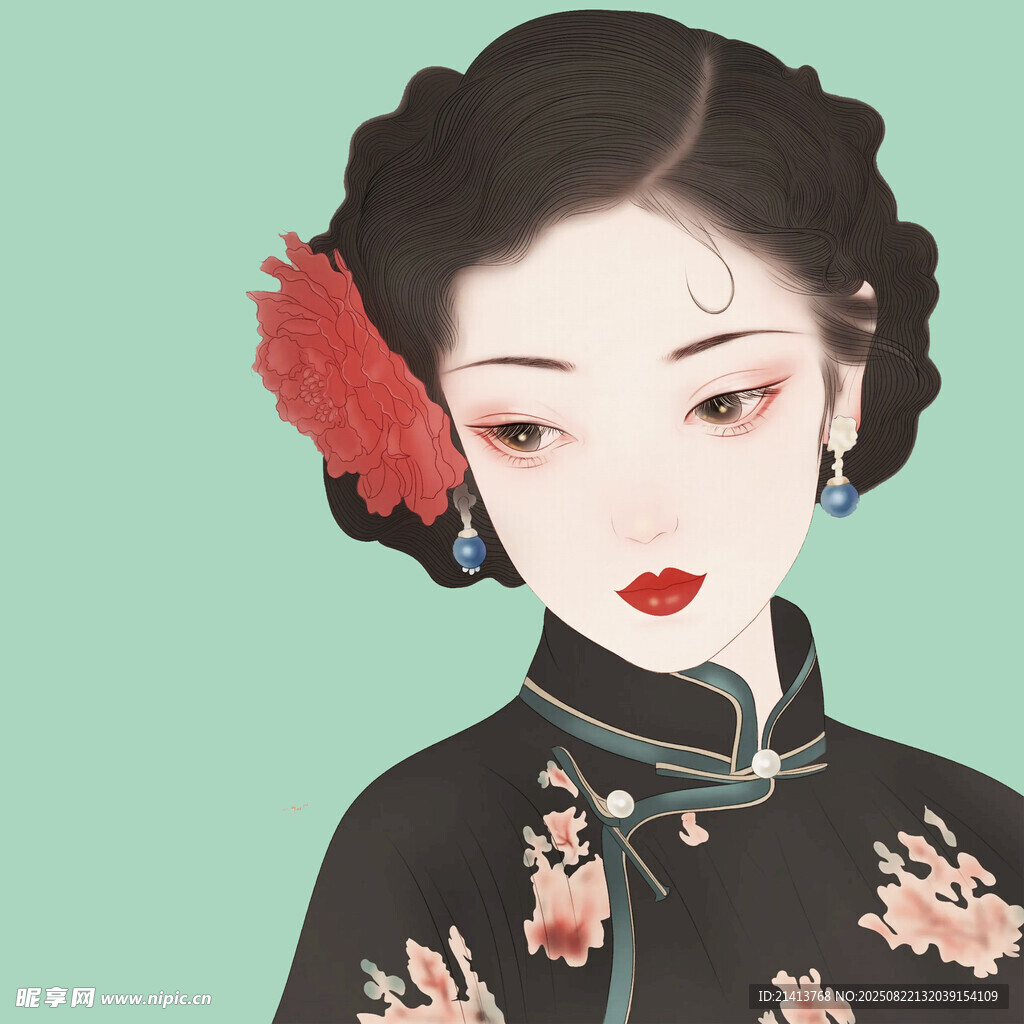 复古旗袍女子的优雅风情