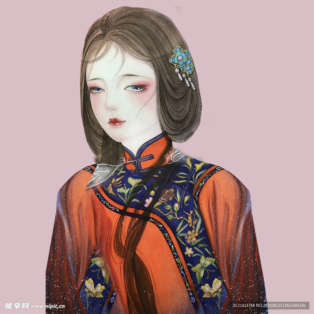 古风旗袍女子精致扮相