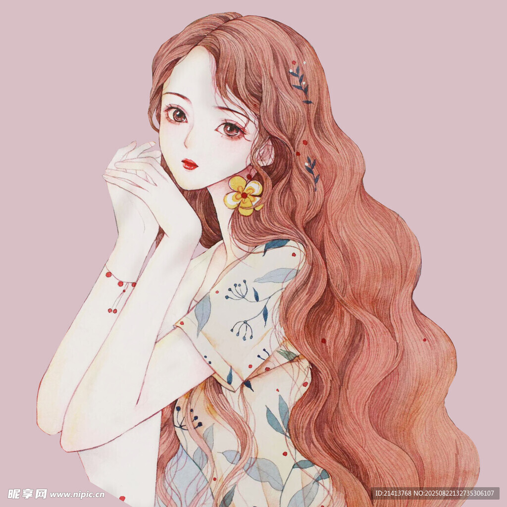 长发古风少女的优雅姿态