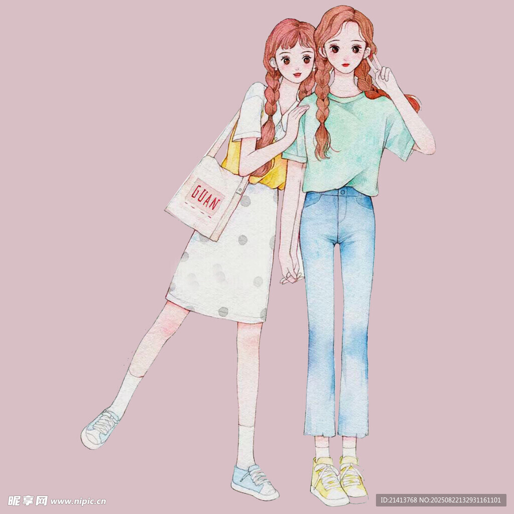 亲密闺蜜 青春时尚姐妹花