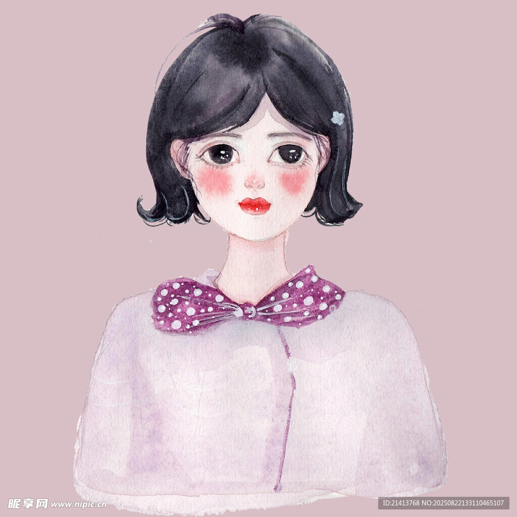 短发女孩的甜美蝴蝶结装扮