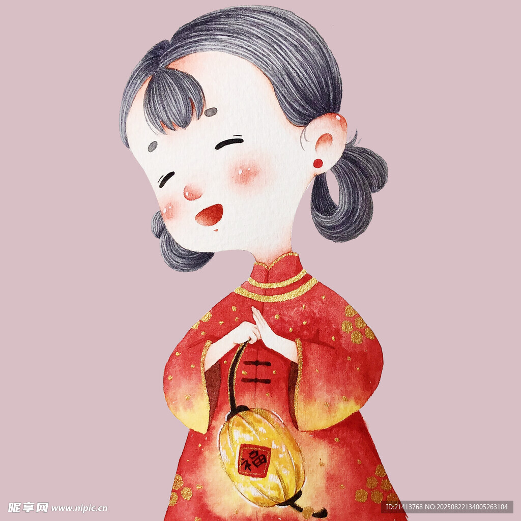 穿旗袍的可爱中国风女孩