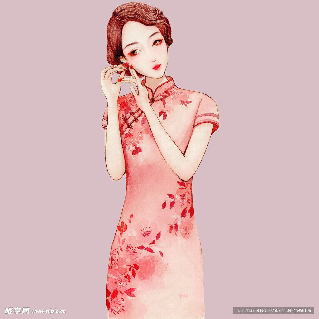 身着旗袍的优雅女子