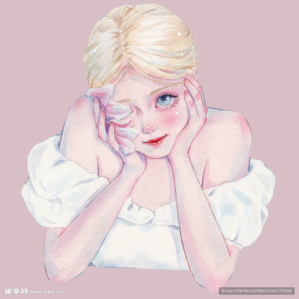 梦幻金发女孩的温柔姿态