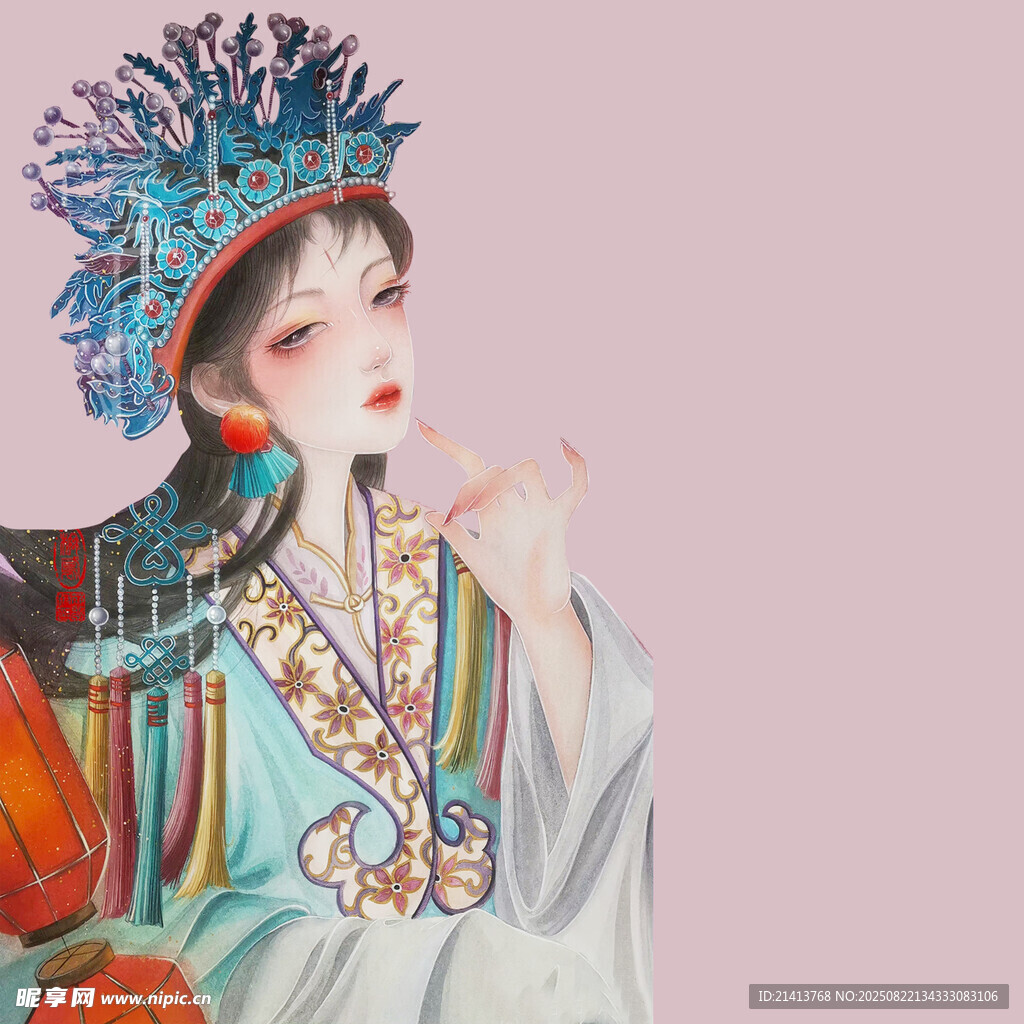 古典戏曲扮相的优雅女子