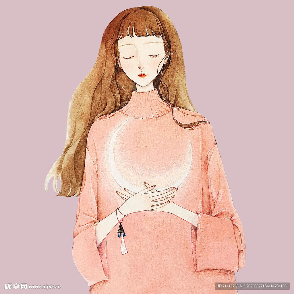 身着粉衣的长发梦幻女孩
