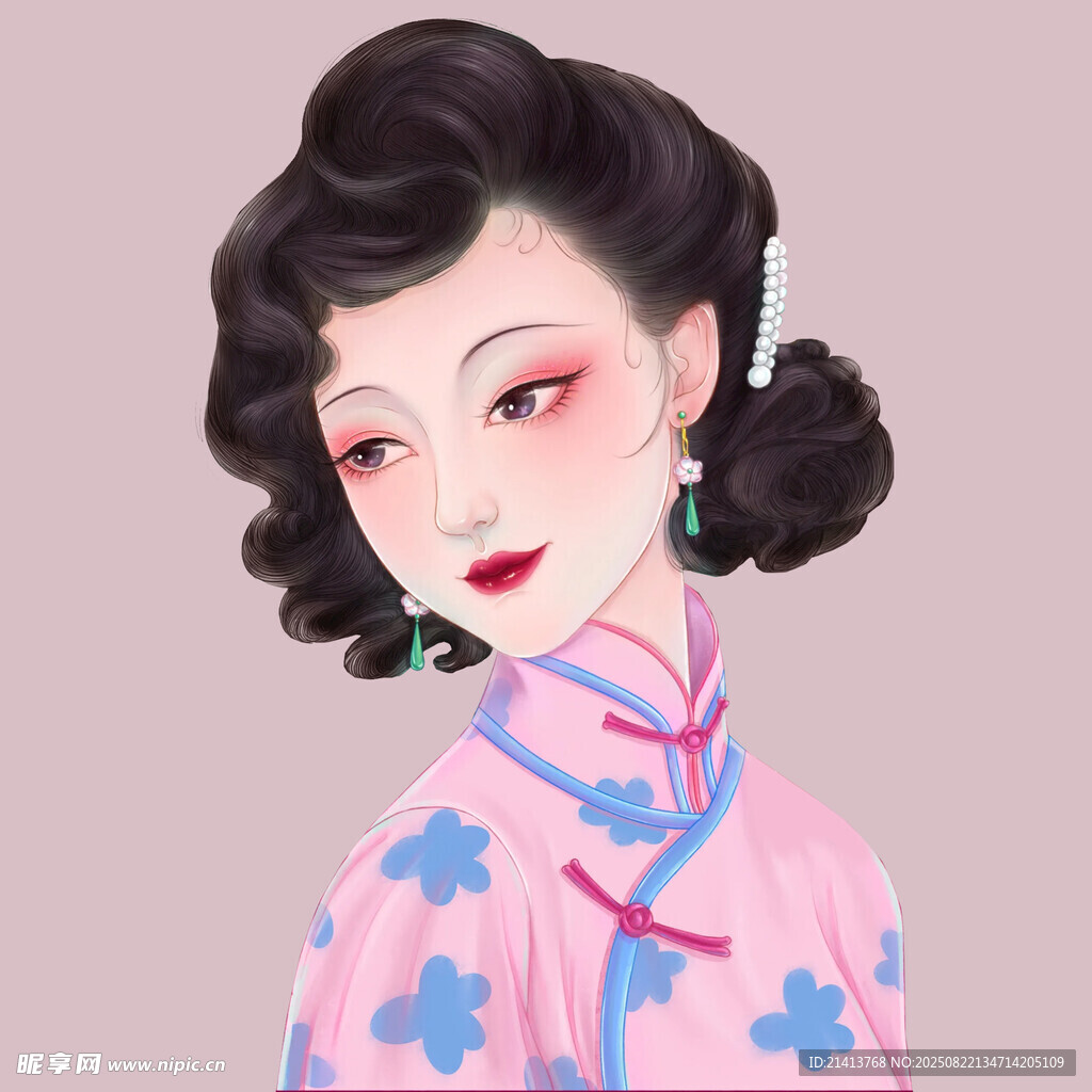 复古旗袍女子典雅形象