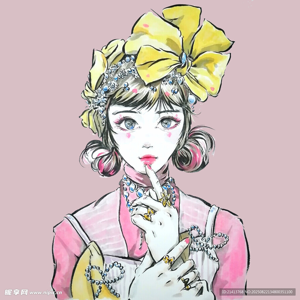 复古装扮的优雅少女