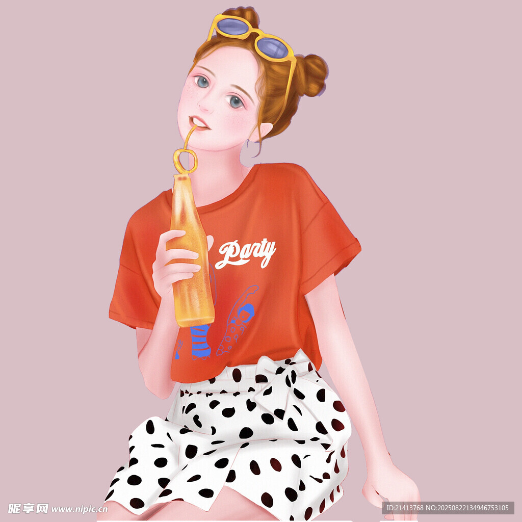 时尚女孩手持长笛俏皮模样