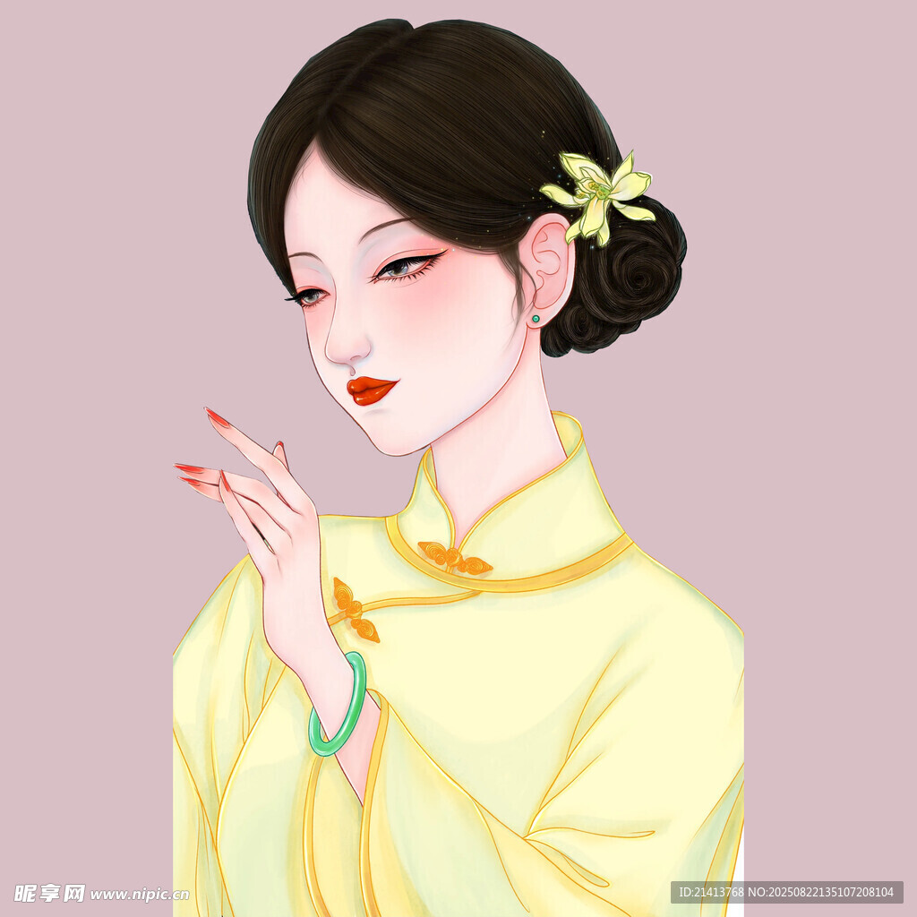 古典旗袍女子优雅姿态