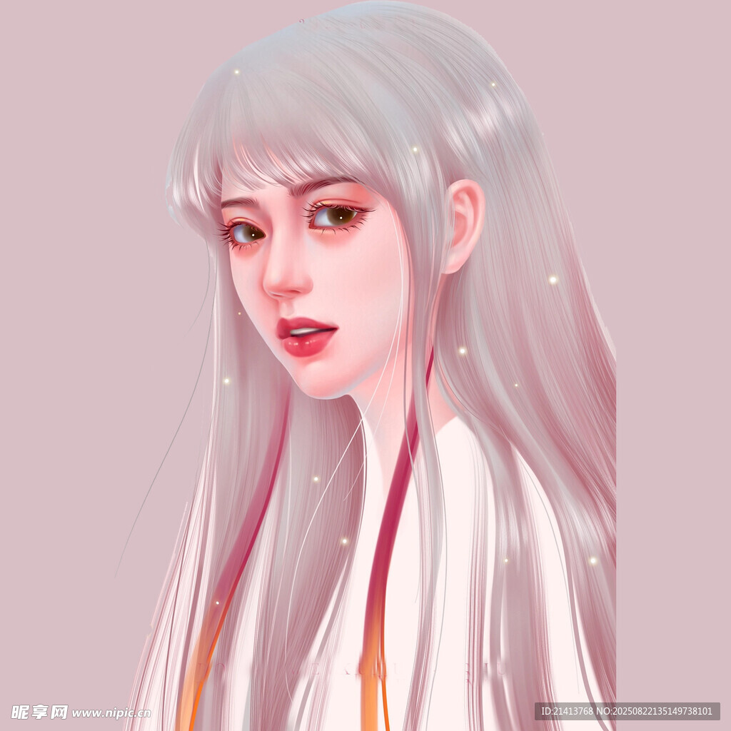 银发古风少女形象