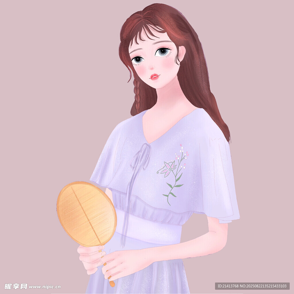 手持团扇的古风优雅女子