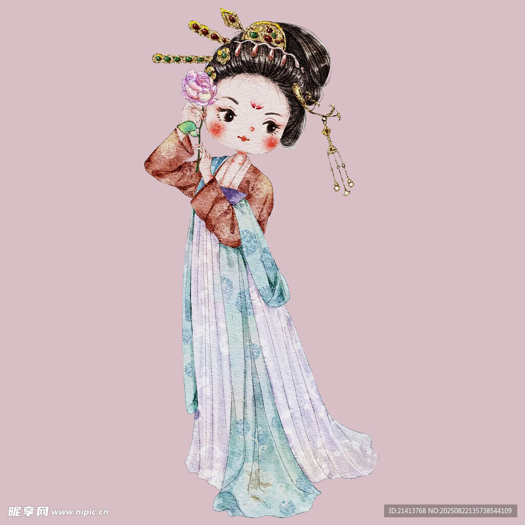 古风持扇古装少女形象