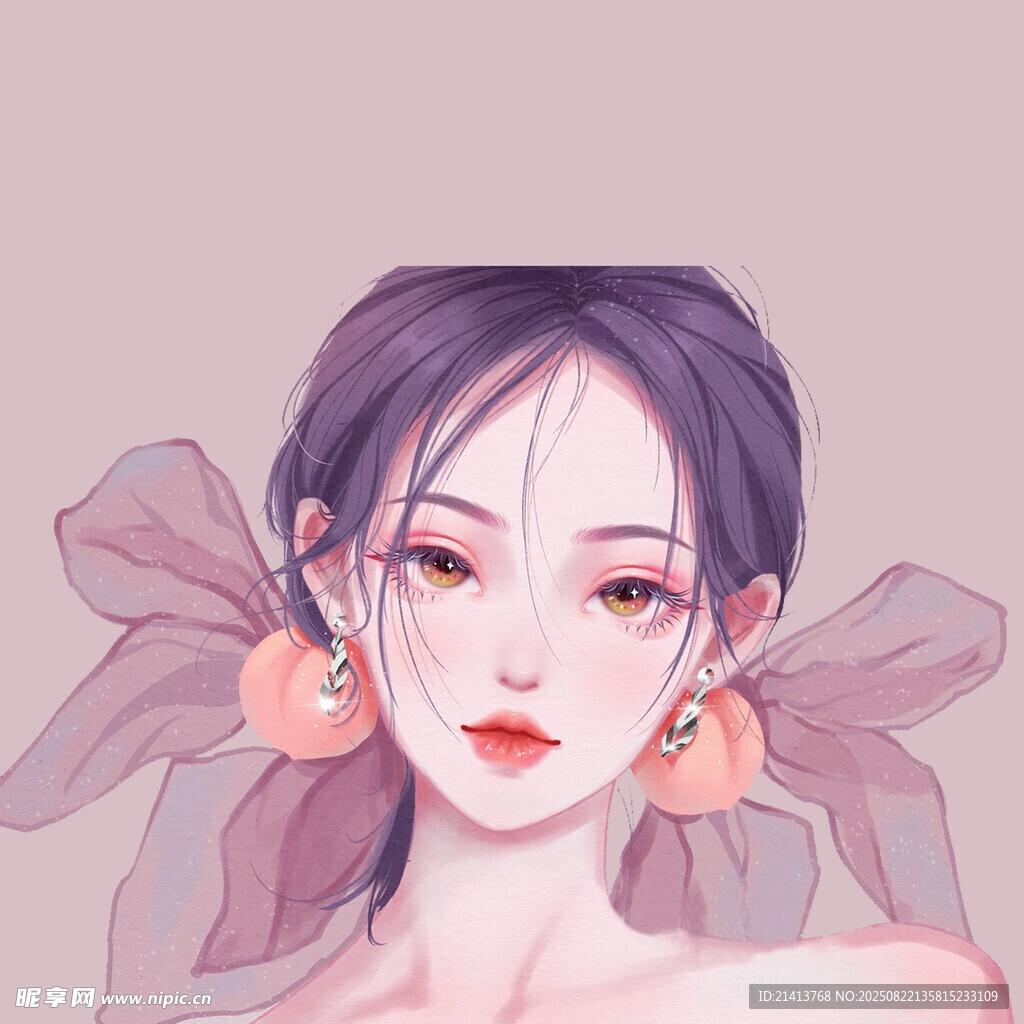 紫色系古风蝴蝶结少女