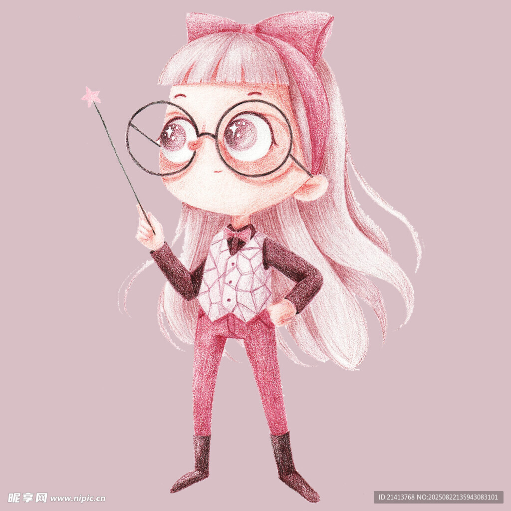 戴眼镜的魔法少女形象
