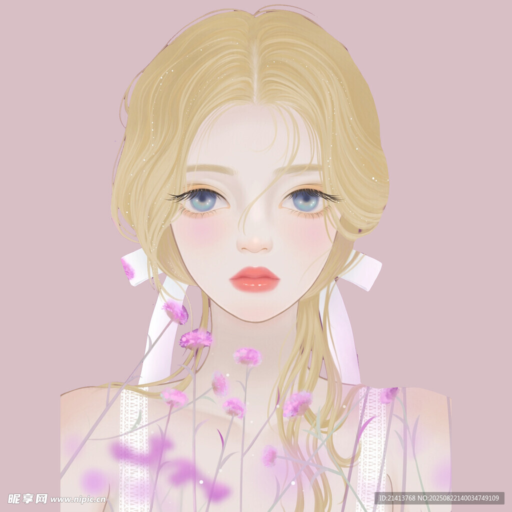 金发少女梦幻花朵装扮