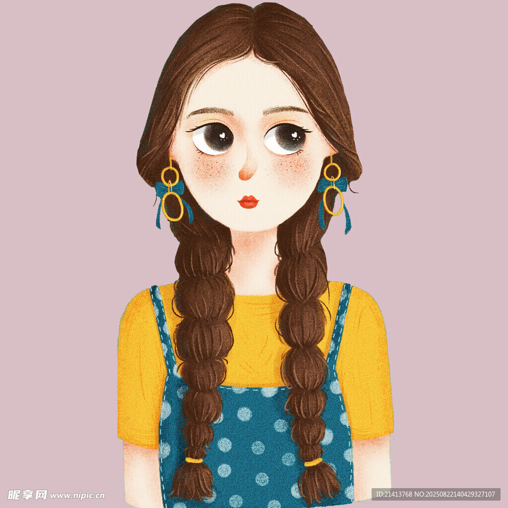 扎双辫的俏皮女孩