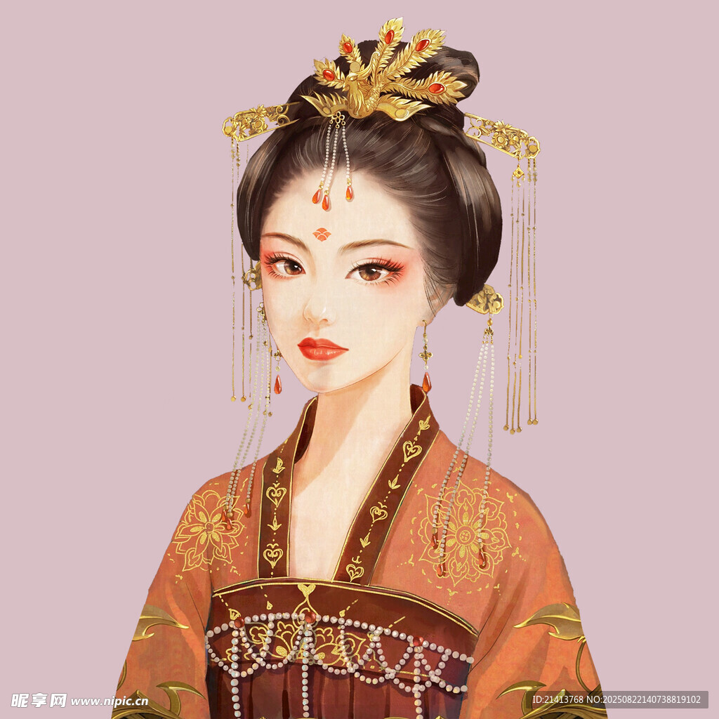 古风唐朝仕女形象插画