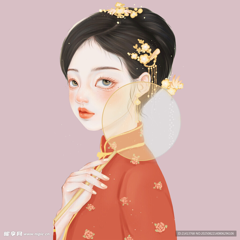 古风红衣女子典雅扮相