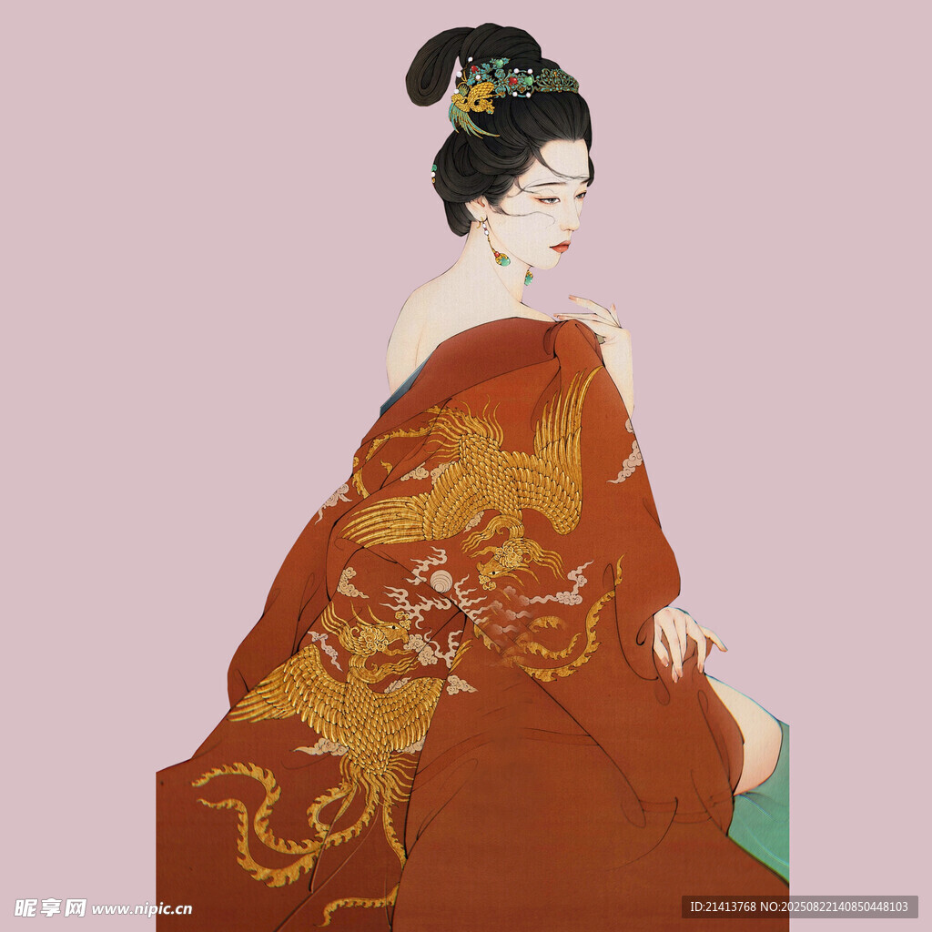 古风唐装女子优雅侧影