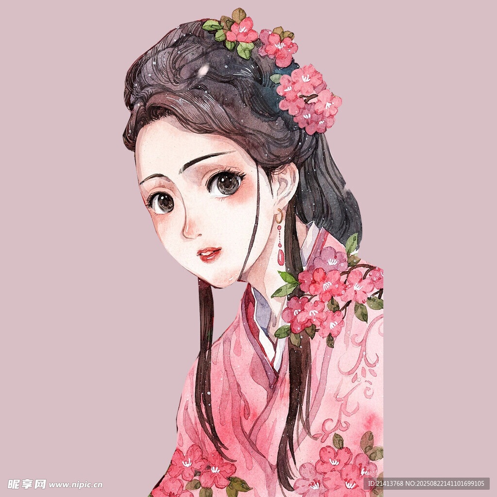 古风汉服少女 花饰添韵
