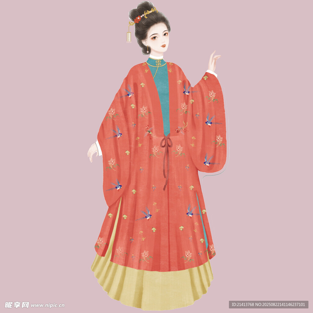 古风红衣汉服女子形象