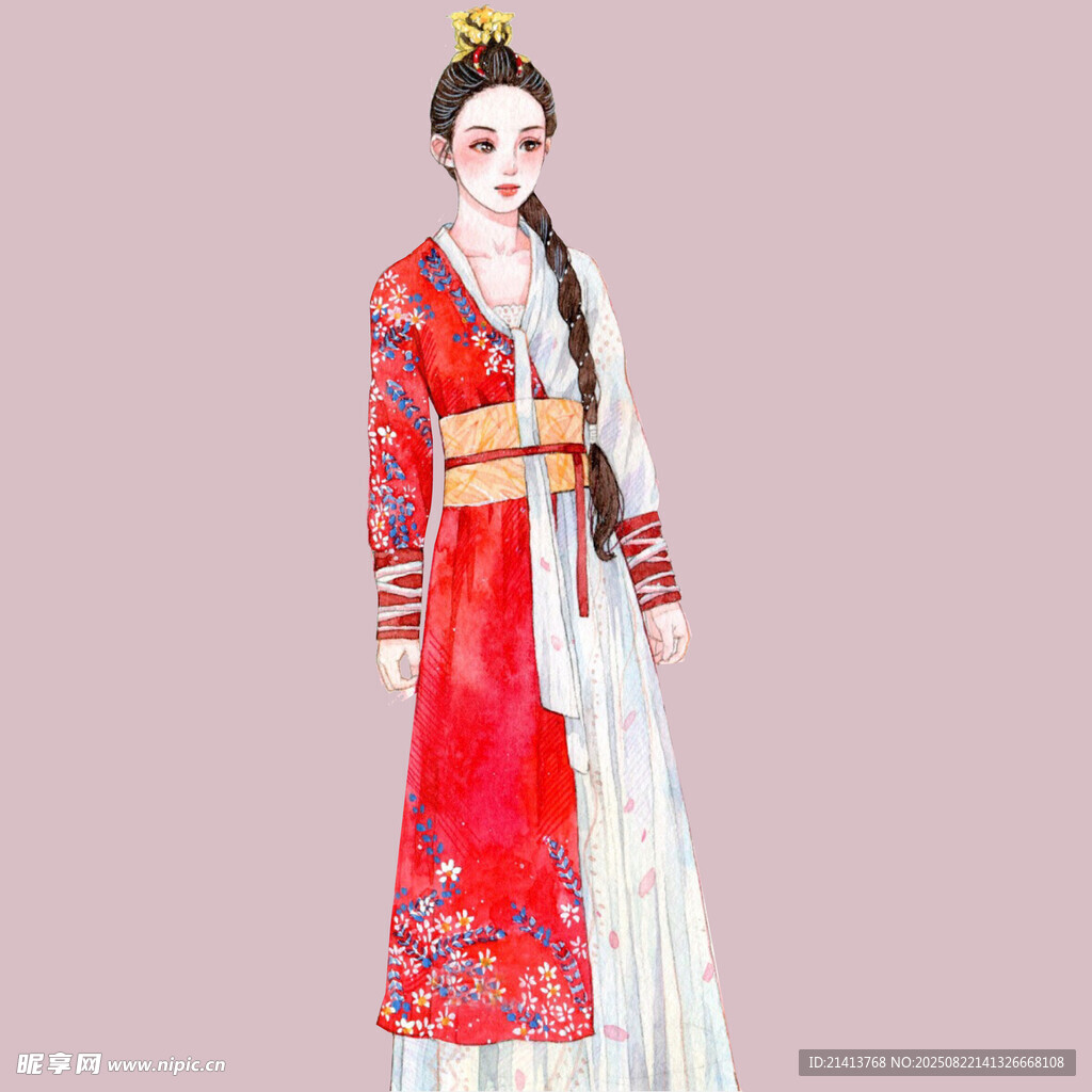 古典红衣汉服女子形象