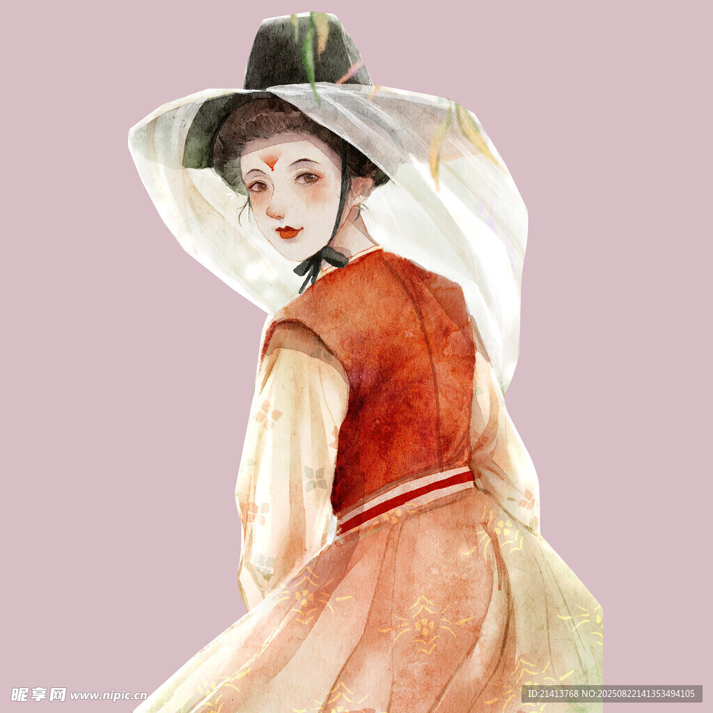 古风女子优雅转身